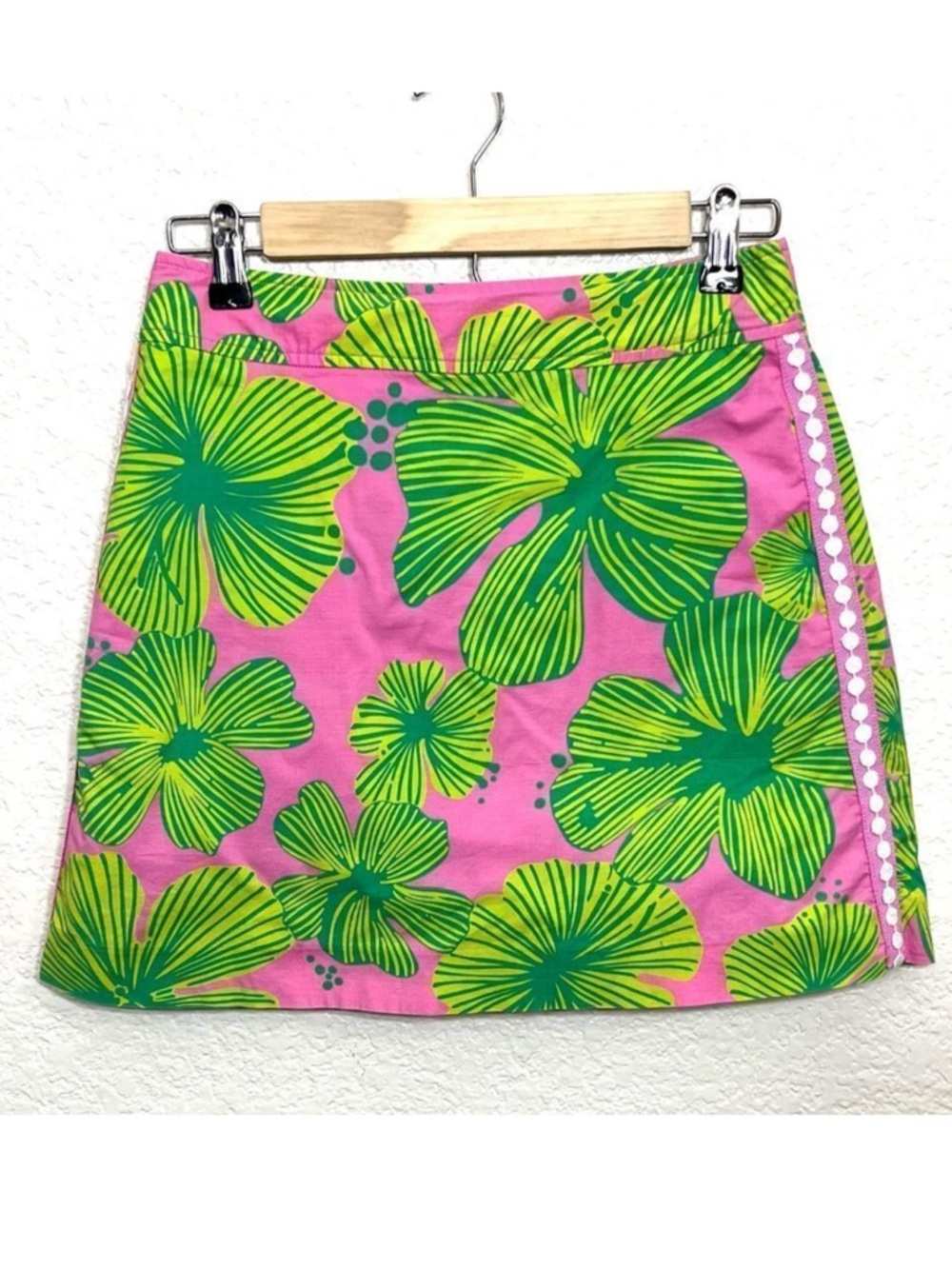 Vintage 90’s Lilly Pulitzer Skort Pink and Green Hibiscus Floral Print Size 0